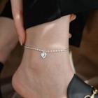 Heart Charm Anklet Silver - One Size
