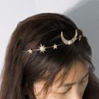 Rhinestone Faux Pearl Moon & Star Headpiece 0405 - Gold - One Size