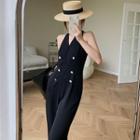 Sleeveless Double Breasted Jumpsuit