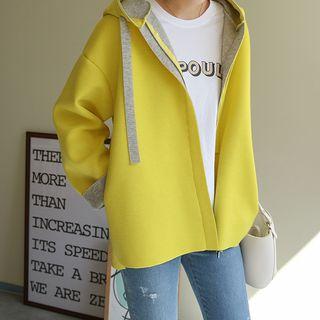 Contrast-lined Zip-up Neoprene Hoodie