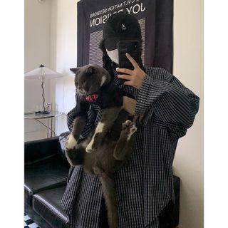 Plaid Shirt Gingham - Gray & Black - One Size