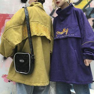 Couple Matching Turtleneck Letter Embroidered Pullover