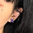 Bow Earring 1 Pair - 925 Silver Needle - Purple - One Size
