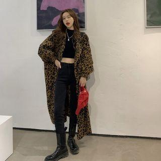 Leopard Print Maxi Coat As Shown In Figure - One Size