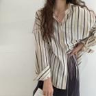Striped Shirt Stripe - Beige & Navy Blue - One Size