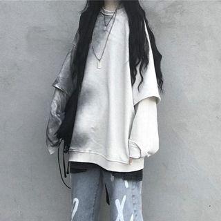 Mock Two-piece Tie Dye Sweatshirt As Shown In Figure - One Size