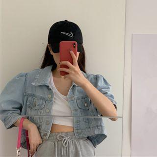 Denim Elbow-sleeve Jacket