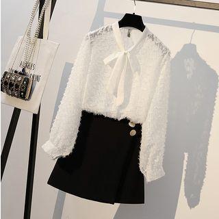 Fringed Blouse / Mini A-line Skirt