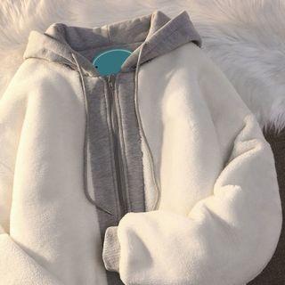 Couple Matching Zip Hooded Mock Two-piece Jacket