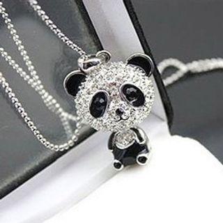 Rhinestone Panda Pendant Necklace As Shown In Figure - One Size