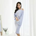 Set: Oversized Cropped Top + Sleeveless Long Dress