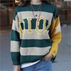 Lettering Color-block Sweater