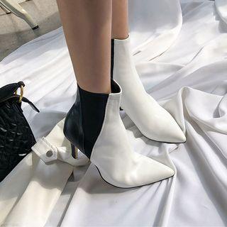 Two-tone Pointy Stiletto Ankle Boots
