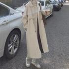 Double Breasted Long Coat Off-white - One Size