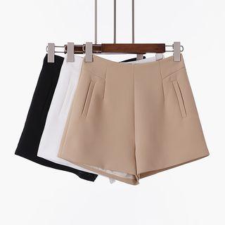 Front Pocket Plain Chiffon Shorts