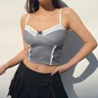 Lace Trim Gingham Camisole Top