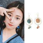 Moon & Star Hoop Earring 1 Pair - Light Orange & Blue - One Size