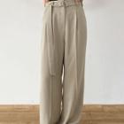 Buckled Waist Pleated-front Dress Pants
