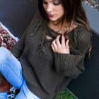 Lace-up Dip-back Sweater