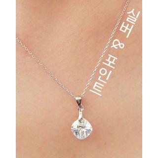 Rhinestone Pendant Silver Necklace One Size