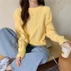 Round-neck Loose-fit Linen Flower Long-sleeve Sweater