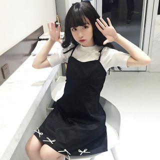 Beribboned Tie-strap A-line Dress