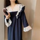 Long-sleeve Lace Trim Sleep Dress / Sleep Top / Lounge Pants / Set