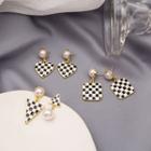 Geometric Checker Faux Pearl Alloy Earring (various Designs)