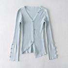 V-neck Asymmetrical Hem Knit Top