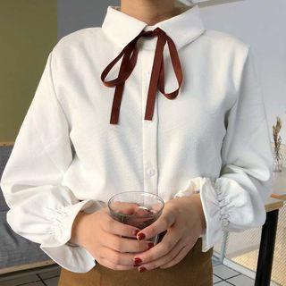Bell-sleeve Ribbed Shirt