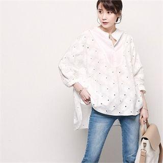 Dolman-sleeve Openwork Oversized Blouse