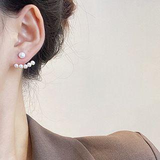 Faux Pearl Swing Earring A307 - 1 Pair - Gold - One Size