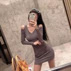Hooded Cut Out Long-sleeve Sheath Dress