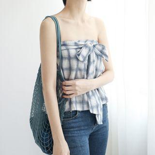 Bow Plaid Tube Top