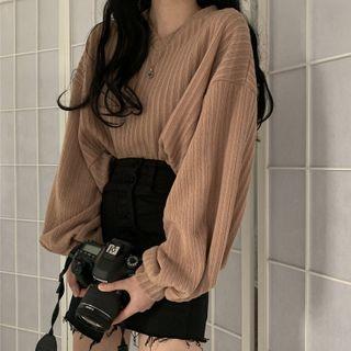 Loose-fit Ribbed Knit Sweater