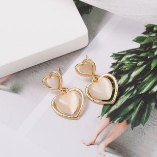 Heart Drop Earring 1 Pair - Era080-07 - Gold - One Size