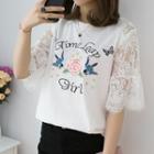 Lace Embroidered Short-sleeve Top