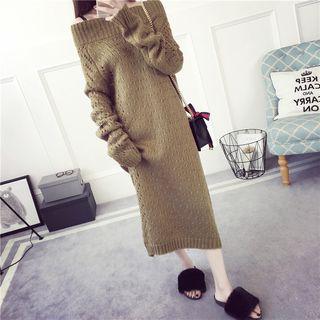 Plain Off-shoulder Knit Dress
