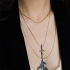 Alloy Cross Pendant Layered Choker Necklace Gold - One Size