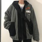 Loose-fit Fleece Jacket Black & Gray - One Size
