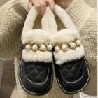 Fluffy Trim Quilted Loafers