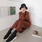Turtle-neck Button-side Long Dress