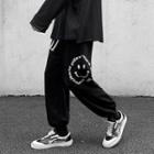 Smiley Face Printed High-waist Sweatpants