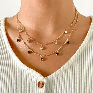 Rhinestone Layered Pendant Necklace