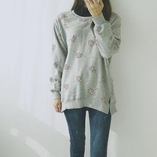 Raglan-sleeve Floral Cotton Sweatshirt