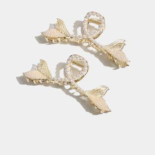Mermaid Tail Faux Pearl Alloy Hair Clamp White - One Size