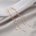 Rhinestone Alloy Fringed Earring E2617-1 - 1 Pair - Gold - One Size