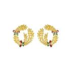 Fashion And Elegant Plated Gold Wheat Butterfly Earrings With Yellow Cubic Zirconia Golden - One Size