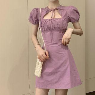 Cutout Puff-sleeve Dress