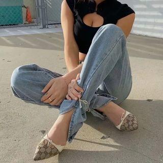 Mid Rise Loose Fit Split Jeans